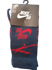 Nike SB Skateboard Athletic High Crew Socks 2-Pair Shoe 3Y-5Y Squadron Blue Red - Picture 1 of 8