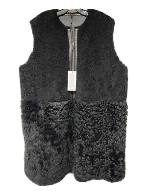 CHALECO LARGO BOGNER HENNI NEGRO REVERSIBLE PIEL DE CORDERO CUERO OVEJA 18 NUEVO CON ETIQUETAS $2.5K Foto 1 de 4