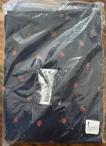 Woman Within plus dark blue denim with strawberry print zip up Capris sz 20W NWT - Picture 1 of 2