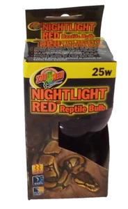 Zoo Med Nightlight Red Reptile Bulb 25 Watts Nightlife Bulb Red Reptile New 1075 - Picture 1 of 6