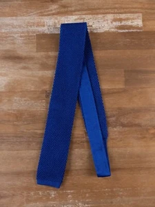 Cravatta ISAIA Napoli tinta unita blu skinny seta maglia autentica Italia - Foto 1 di 6