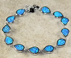 Bracciale a goccia in argento elegante opale di fuoco blu - Foto 1 di 2