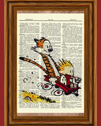 Calvin and Hobbes Dictionary Art Print Book Page Picture Poster Red Wagon Cover