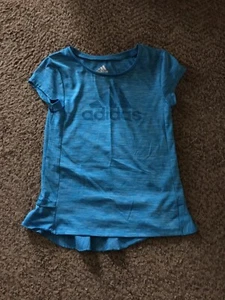 Adidas Girls Size 5 Blue Atheletic Shirt Short Sleeve - Picture 1 of 4