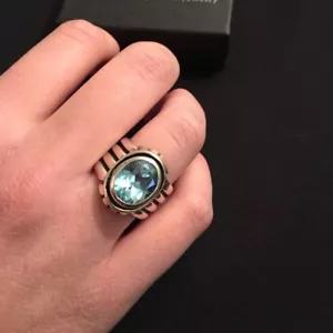 Anillo Silpada Topacio Azul Plata de Ley 925 Talla 7 Retirado Raro Acanalado R0902 - Imagen 1 de 10