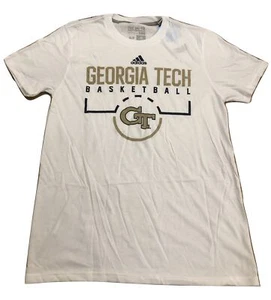 Adidas NCAA Georgia Tech Basketball Tee White/Gold/Navy Sz Small 4861a - Picture 1 of 1