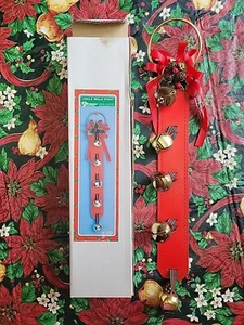 Jingle Bells Strap Red Leather Christmas Around The World Vintage Taiwan READ - Picture 1 of 15