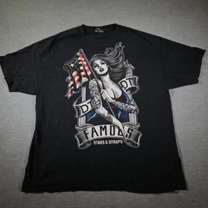 VTG Famous Stars & Straps Tshirt 2XL Blk F Logo Flag Pin Up Girl USA Streetwear - Picture 1 of 21