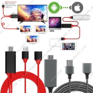 1080P HDMI Mirroring AV Cable for iPhone iPad Android Phone to TV HDTV Adapter - Picture 1 of 18