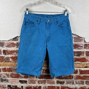 Vintage Levis 505 Shorts Mens 30 Teal Blue Denim Cotton Orange Tab USA 90s - Picture 1 of 6