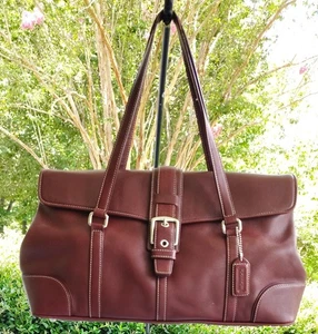 Coach MEDIUM 9268 Hampton Deep Mahogany Burgundy Leather Shoulder Bag - Picture 1 of 19