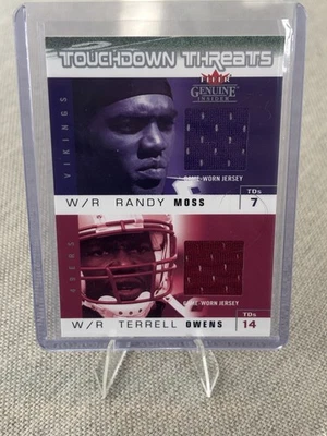 2003 Fleer Touchdown Threats Randy Moss Terrell Owens Game Worn Jerseys /200 - Image 1 of 2