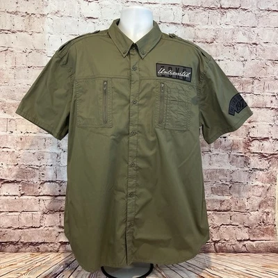 Ecko Unltd. Men’s Military Green Short Sleeve Button Up Dress Casual Shirt 2XL - Image 1 of 4