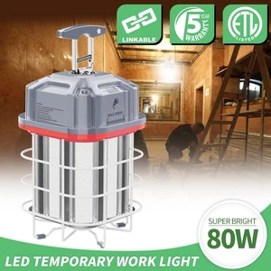 80W LED Temporary Work Light Portable Constructions High Bay Light Linkable Lamp - Picture 1 of 12