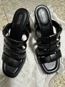 Neu Michael Kors Jagger Damen-Leder-Pantoletten Sandalen schwarz Größe 7,5 - Bild 1 von 4