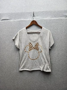 Disney T-Shirt Minnie Mouse grau mit Leoparden Schleife Grafik Damen S - Bild 1 von 3