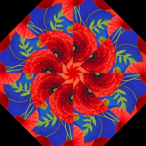 Pre Cut Quilt Kit 4-7" Block Kit vorgeschnitten Kaleidoskop Kit ROYAL POPPIES - Bild 1 von 9