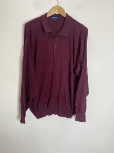 Nautica Poloshirt Größe L Burgunderrot Langarm Kragen Baumwolle 1/4 Knopf - Bild 1 von 11