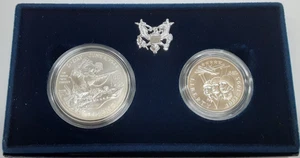 1991-1995 US Mint WW II 50th Anniv. UNC Silver Dollar & Clad 50C in OGP & COA - Picture 1 of 4