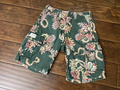 Denim & Supply Ralph Lauren Mens Hawaiian Green Floral Cargo Shorts Size 30 - Image 1 of 4
