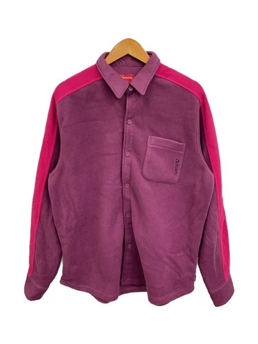 Supreme Polatec Camicia Giacca Pile Prugna Leggera L Poliestere PUP Tinta Unita