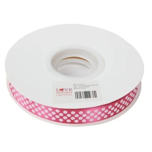 Groomer Essentials Pink Satin Ribbon with Polka Dots - Pack of 4 - Picture 1 of 2