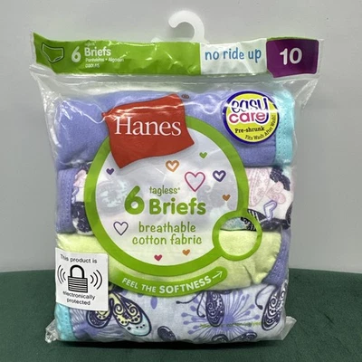 Girls' Cotton Brief 6-Pack Size 10 - Image 1 of 2
