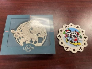 2er Set Disney Lenox Weihnachtsschmuck Mickey Schlittschuh Grüße - Bild 1 von 4
