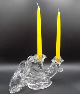 Cambridge Glass Cornucopia #1554 2 Light Taper Candle Holder Centerpiece - Picture 1 of 9
