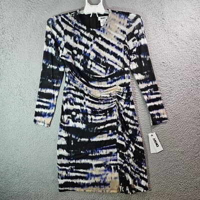 $139 NEW DKNY Midi Dress Size 6 P Petite Fitted Strech Mesh Lined Multicolor - Image 1 of 4