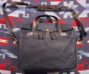 CC Filson Navy Blue 256 Rugged Twill Original Briefcase USA Made W/Strap MiUSA - Picture 1 of 20