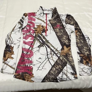 Mossy Oak Womens Camouflage Long Sleeve Quarter Zip Pullover XL White Outdoor - Picture 1 of 12
