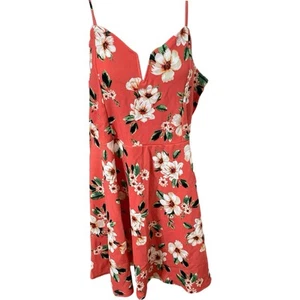 No Boundaries Orange Floral Sundress Adjustable Straps Built-In Padded Bra Sz 3X - Picture 1 of 8