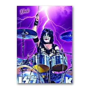 Tarjeta de boceto limitada de beso Thunderstruck de Eric Singer 30/04 arte firmado por Dr. Dunk - Imagen 1 de 2