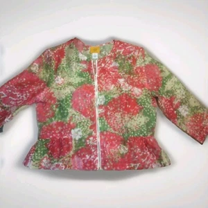 Ruby Road Women's Bright Floral Semi Sheer Full Zip Topper, Jacket Sz 12 EUC! - Picture 1 of 3