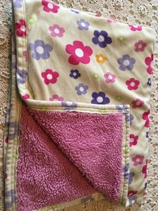 Beansprout Tan Pink Purple Floral Baby Blanket Orange Green Cream - Picture 1 of 6