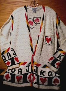 ROBERTA FROST HAND KNIT BUTTON FRONT LONG SLEEVE (CASINO) SWEATER SMALL - Picture 1 of 6