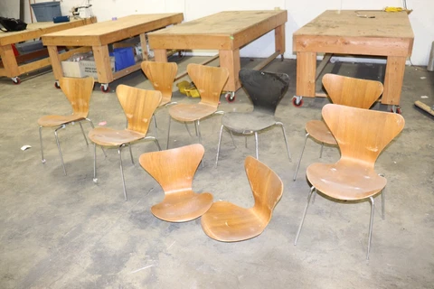 Danish Series Mid-Century Fritz Hansen  Vintage/original 1967 SET OF 9 CHAIRS Cover