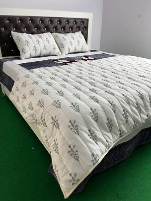 White Cotton quilt king cotton blanket cotton comforter queen bedding set - Image 1 of 4
