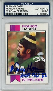 Franco Harris Autographed 1973 Topps #89 Rookie Card HOF PSA Slab 43587 - Picture 1 of 2