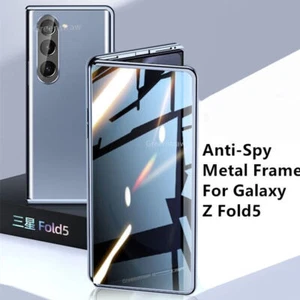 HD Anti-Spy Glass Film Samsung Galaxy Z Fold 5 4 Magnetic Metal Frame Flip Case - Picture 1 of 25