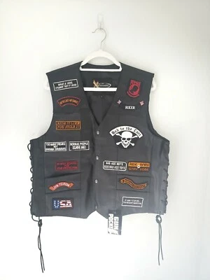 Chaleco de moto Xelement vivo para montar. Talla L Cuero con parches y bolsillo para pistola Foto 1 de 4