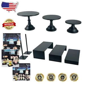 Vielseitiges 8-teiliges schwarzes Kuchenständer-Set - perfekt für Hochzeiten und Partys - Bild 1 von 9