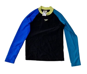 SPEEDO Boys Swimming Long Sleeve T-Shirt Black Rash Guard Round Neck UK 9-10Yr D - Picture 1 of 1