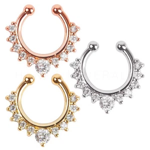 Septum Aufsteck Falscher Nasenring Clicker Nicht durchdringender Kristallaufhänger Reifen Schmuck - Bild 1 von 4