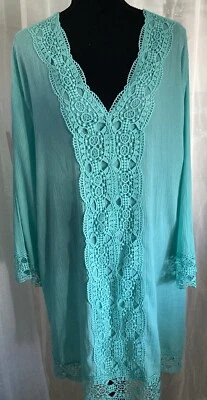 Issac Mizrahi Margarita Crochet Bordado Manga Campana Abertura Lateral Mujer Cubrir Talla L Foto 1 de 4