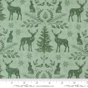 Moda Woodland Winter by Deb Strain 56092 16 Eucalyptus Animal Damask  COTTON - Picture 1 of 1