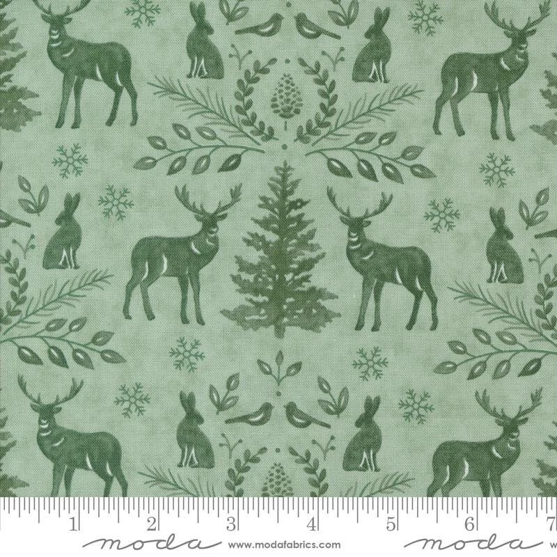 Moda Woodland Winter by Deb Strain 56092 16 Eucalyptus Animal Damask  COTTON - Image 1 of 1