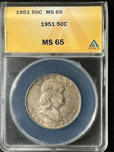 1951 50C Franklin Half Dollar ANACS MS65 4905776 - Bild 1 von 2