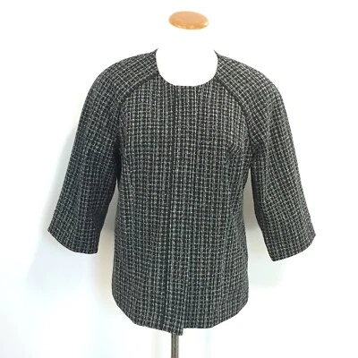 Blazer Avenue Studio Mujer Talla 14 Manga 3/4 Chaqueta Negro Blanco Plata Metálico Foto 1 de 4